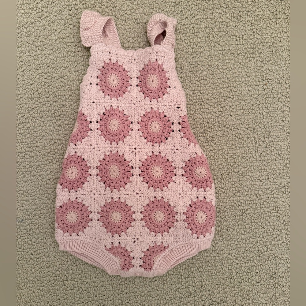Zara Pink Crochet Baby Romper